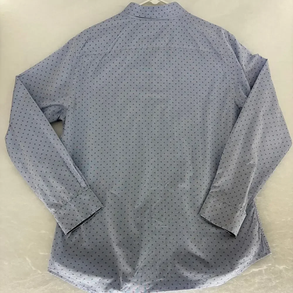 Banana Republic Men's Size L Slim Fit Button Down Shirt Blue Paisley Cotton
